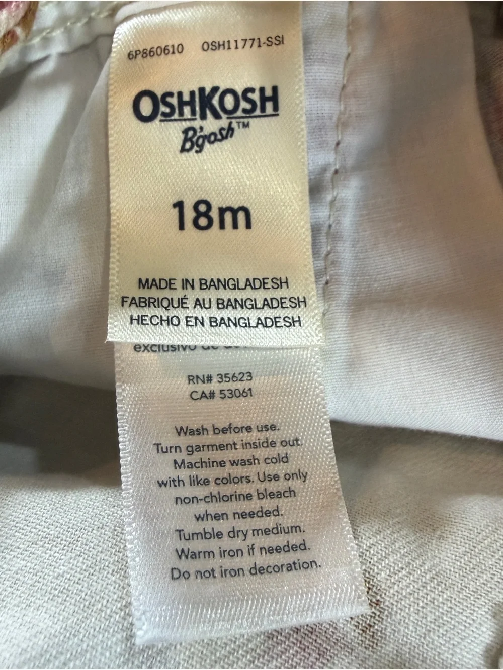 OshKosh B'gosh Cream Floral Overalls for Kids Sz 18M